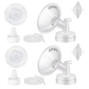 begical pump parts compatible with spectra s2 s1 9 plus motif luna amada mya breastpump, incl 22mm flange white valve tubing backflow protector flange cover, replace original pump accessories (22mm)