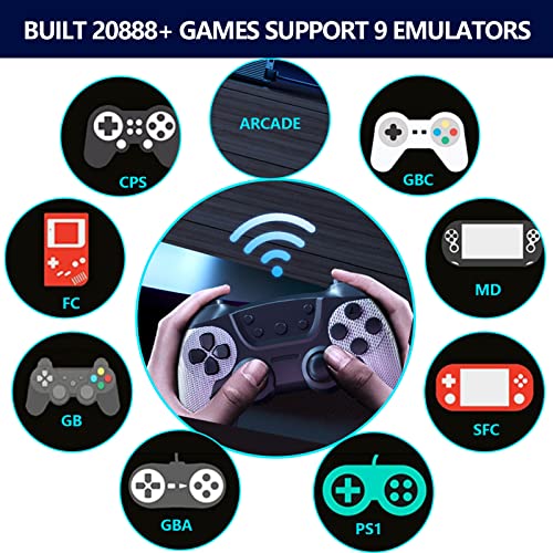 Retro Game Stick, Wireless Game Console Built-in 9 Classic Emulators, Nostalgia Stick Game 1080p HDMI Output, Plug and Play Video Game Stick with Dual 2.4G Wireless Controllers (128G, 20888 Games)