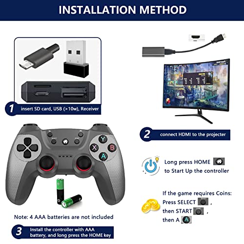 Retro Game Stick, Wireless Game Console Built-in 9 Classic Emulators, Nostalgia Stick Game 1080p HDMI Output, Plug and Play Video Game Stick with Dual 2.4G Wireless Controllers (128G, 20888 Games)