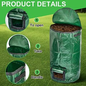 4 Pieces Compost Bin Bags Large 34 Gallon Reusable Yard Waste Bags Lawn Bags Heavy Duty Garden Bag Composting Bags Garbage Can Outdoor Container with Zipper Lid and Handles for Loading Leaf Trash