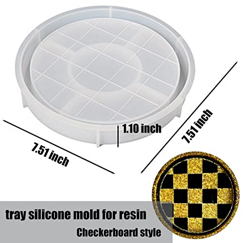 ZQYSING Rolling Tray Molds for Resin, Round Silicone Tray Molds with Sides Large Tray Molds for Epoxy Casting DIY Jewelry Storage Container Resin Serving Board Molds with Edge Decorative Tray