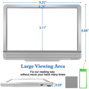 NZQXJXZ 5X Rechargeable Full Book Page Magnifier 6" x 9" Magnifying Glass for Reading 43 Ultra Bright LED Light Small Print Magnifier Lightweight for Low Eyesight Person and Seniors