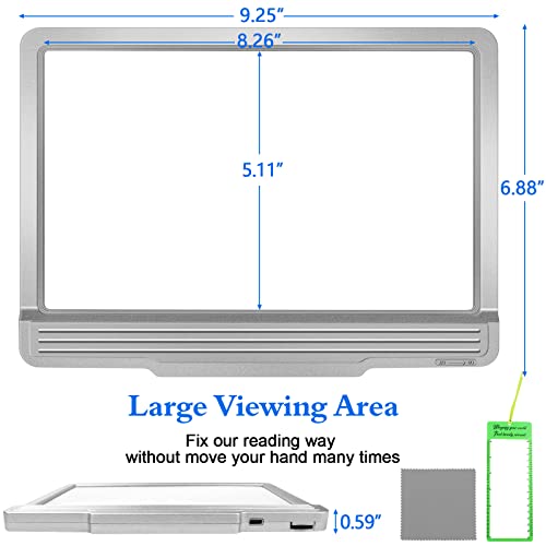 NZQXJXZ 5X Rechargeable Full Book Page Magnifier 6" x 9" Magnifying Glass for Reading 43 Ultra Bright LED Light Small Print Magnifier Lightweight for Low Eyesight Person and Seniors