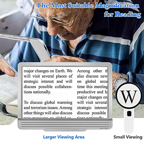 NZQXJXZ 5X Rechargeable Full Book Page Magnifier 6" x 9" Magnifying Glass for Reading 43 Ultra Bright LED Light Small Print Magnifier Lightweight for Low Eyesight Person and Seniors