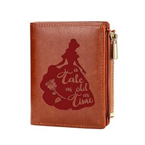 KBVWHW A Tale As Old As Time Beauty and The Beast Leather Wallet for Women Girls Daughter TV Movie Inspirational Gifts for Her Daughter (Brown)