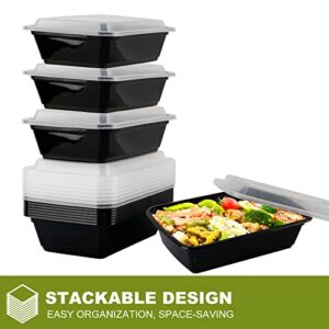 Meal Prep Containers, 10 Pack Food Storage Containers with Lids, Extra-thick Plastic Food Containers Reusable Food Prep Containers Stackable To Go Containers, 24oz, BPA Free, Microwave/Dishwasher Safe