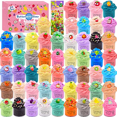 Slime Kit with 54 Pack Mini Butter Slime,Non-Sticky and Super Soft, for Girls 10-12, Fruit Party Favors Kids,Birthday Gift, DIY Putty Toy Boys