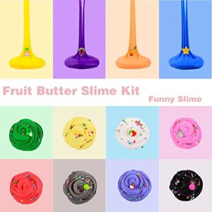 Slime Kit with 54 Pack Mini Butter Slime,Non-Sticky and Super Soft, for Girls 10-12, Fruit Party Favors Kids,Birthday Gift, DIY Putty Toy Boys