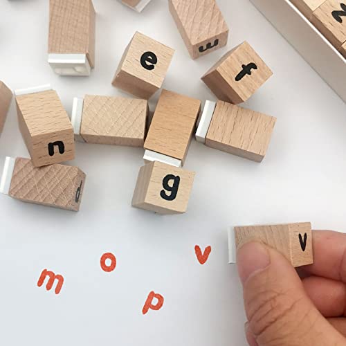 30 pcs Wooden Rubber Stamps, Alphabet Stamps for Crafts, Symbol & Letter Stamps for Gift Card Making