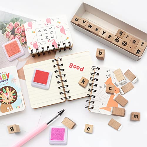 30 pcs Wooden Rubber Stamps, Alphabet Stamps for Crafts, Symbol & Letter Stamps for Gift Card Making