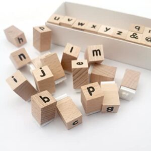 30 pcs Wooden Rubber Stamps, Alphabet Stamps for Crafts, Symbol & Letter Stamps for Gift Card Making