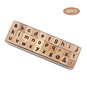 30 pcs Wooden Rubber Stamps, Alphabet Stamps for Crafts, Symbol & Letter Stamps for Gift Card Making