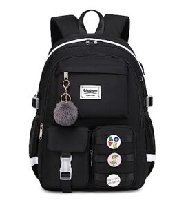 wadirum cute laptop backpack for girl fashion college bag women backpack purse black
