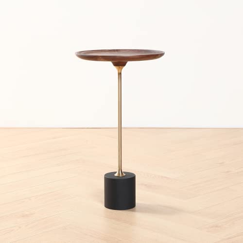 COZYMATIC Castiglia Small Round Side Table, Accent Pedestal Coffee Table with Wood Table Top, Small Drink Table, Sofa Table for Living Room, Bedroom, and Small Space (Walnut)