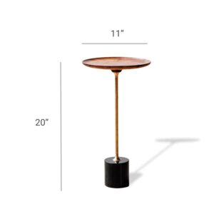 COZYMATIC Castiglia Small Round Side Table, Accent Pedestal Coffee Table with Wood Table Top, Small Drink Table, Sofa Table for Living Room, Bedroom, and Small Space (Walnut)