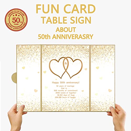 Trgowaul Gold 50th Wedding Anniversary Guest Book Alternative, 50th Anniversary Decorations, 50 Years of Marriage Signature Certificate Board, Happy 50 Anniversary Party Supplies Gift Card Men Women