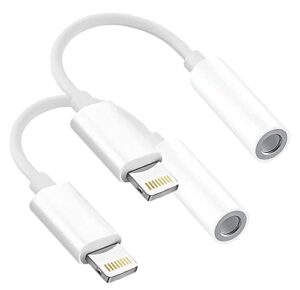 2 pack [apple mfi certified] for iphone 3.5mm headphones adapter, lightning to 3.5 mm headphone/earphone jack audio aux adapter dongle compatible with iphone 14 13 12 11 pro xr xs max x 8 7