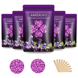 Wax Beads for Hair Removal, ANREACHO 17.5oz Waxing Beads At Home Hard Wax Beads Beans for hair removal Kit Brazilian Bikini Face Eyebrow Back Chest Legs waxing with 10pcs Spatulas