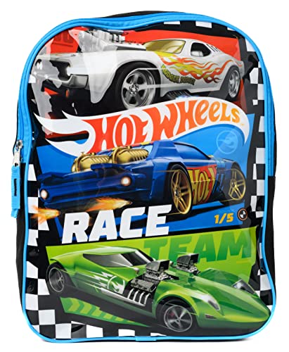 Hot Wheels 15" Backpack Race Cars Boys Kids School Bag Blue Black