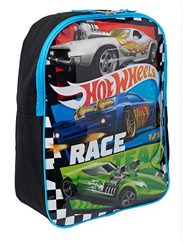 Hot Wheels 15" Backpack Race Cars Boys Kids School Bag Blue Black