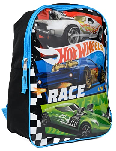 Hot Wheels 15" Backpack Race Cars Boys Kids School Bag Blue Black