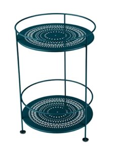 fermob - guinguette side table - elegant perforated shelves & double tabletop - ideal for indoor & outdoor living spaces - acapulco blue