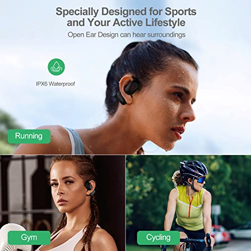 Qaekie Open Ear Headphones - Bluetooth 5.3 Wireless Headphones with Mic for iPhone & Android, Open Ear Wireless Earbuds Immersive Superior Sound, 40hrs Playtime Waterproof Sport Earbuds for Running