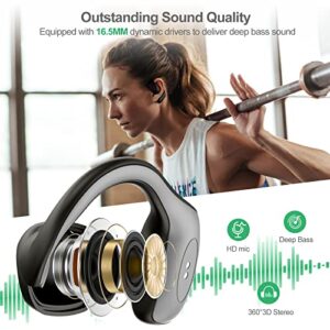 Qaekie Open Ear Headphones - Bluetooth 5.3 Wireless Headphones with Mic for iPhone & Android, Open Ear Wireless Earbuds Immersive Superior Sound, 40hrs Playtime Waterproof Sport Earbuds for Running