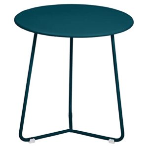 fermob - cocotte occasional table - modern steel side table for playful living spaces - lightweight & moveable - h 13.5in - acapulco blue