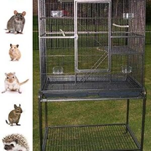 54" Large Deluxe and Sturdy Wrought Iron 4-Tiers Tight 1/2-inch Bar Spacing for Ferret Chinchilla Sugar Glider Mice Rat Cage with Detachable Rolling Stand (BlackVein, 54")