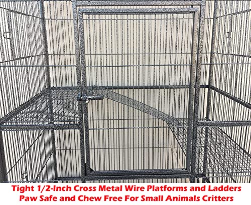 54" Large Deluxe and Sturdy Wrought Iron 4-Tiers Tight 1/2-inch Bar Spacing for Ferret Chinchilla Sugar Glider Mice Rat Cage with Detachable Rolling Stand (BlackVein, 54")