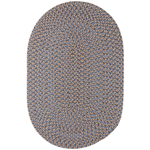 Rhody Rug Lexington Tweed Indoor/Outdoor Braided Rug Denim Blue 4 ft x 6 ft 4' x 6' Bedroom Oval