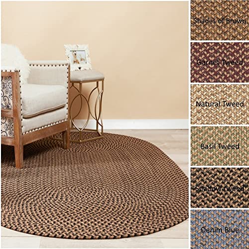 Rhody Rug Lexington Tweed Indoor/Outdoor Braided Rug Denim Blue 4 ft x 6 ft 4' x 6' Bedroom Oval