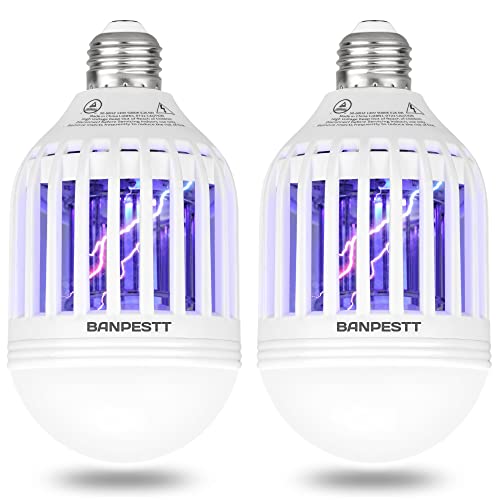 [2-Pack] BANPESTT Bug Zapper Light Bulb 2-in-1 Indoor Mosquito Zapper Gnat Trap- Electric Fly Insect Killer&Bug Catcher for Home Backyard Patio