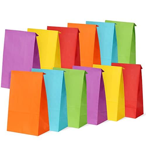 BagDream 60Pcs Assorted Gift Bags #4 5x2.95x9.45 Inches Paper Treat Bags Party Favors Bags, Wedding, Baby Shower, Small Birthday Gift Bags Snack Bags 4LB Rainbow