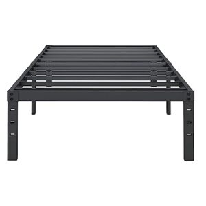mavesmog twin size bed frame,18 inch high metal platform，3500lbs heavy duty base bed,no box spring needed,sturdy steel slat support foundation,non slip,noise free,under bed storage,easy assembly,black