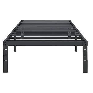 Mavesmog Twin Size Bed Frame,18 inch High Metal Platform，3500lbs Heavy Duty Base Bed,No Box Spring Needed,Sturdy Steel Slat Support Foundation,Non slip,Noise Free,Under Bed Storage,Easy Assembly,Black