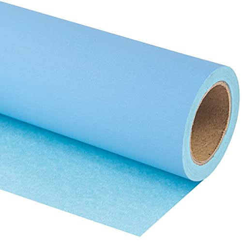 WRAPAHOLIC Blue Wrapping Paper Roll - Mini Roll - 17 Inch X 16.5 Feet - Solid Color Paper for Birthday, Holiday, Wedding, Baby Shower