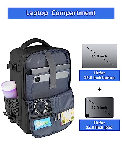 Travel Laptop Backpack, 40l Extra Large Laptop Backpack for Men Women, Business Carry on Backpack with USB Charging Port Fits 17 Inch Notebook, College Bookbag Duffel Bag for Weekender Work, Black