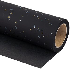 wrapaholic wrapping paper roll - mini roll - 17 inch x 16.5 feet - black gold foil design with silky touch perfect for birthday, holiday, wedding, baby shower