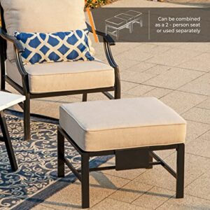 MIXPATIO Patio Furniture Set for 7 Person, 6 Pieces Outdoor Conversation Set, 3-Seat Sofa, 2 Single Chairs, 2 Ottoman, Metal Coffee Table with Marbling for Patio Lawn Garden Backyard Poolside