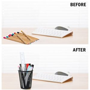 JOYENERGY 12 Packs Pen Holder for Desk, Mesh Pen Cup, Metal Pencil Holders, Multifunctional Organizer for Office School Home Makeup Brush Black