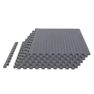 tce aupm002gy interlocking foam mat protective exercise workout puzzle floor mat tiles for home gym equipment - 6 pieces, 24 square feet, gray