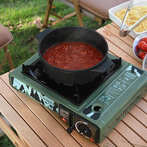 Cast aluminum stove top Korean BBQ pot with glass lid-light weight and non stick grill plate for outdoor use and camping,