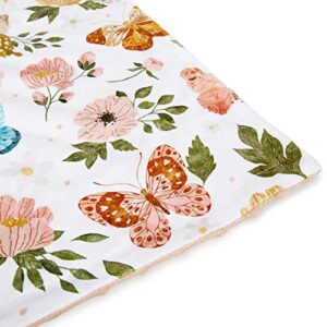 Floral Baby Blanket for Girls Soft Comfy Minky Toddler Blanket with Double Layer Dotted Backing, Beauty Butterfly Printed Bed Blanket for Nursery Crib Decor 30 x 40 Inch(75 x 100 cm)