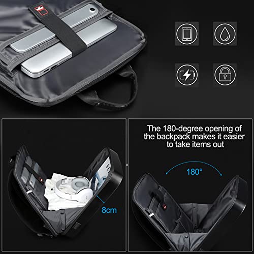 JUMO CYLY Anti-Theft Hard Shell Laptop Backpack, Expandable Waterproof Computer Backpack with USB Charging Port TSA Lock Gaming Bag Business for 17 Inch