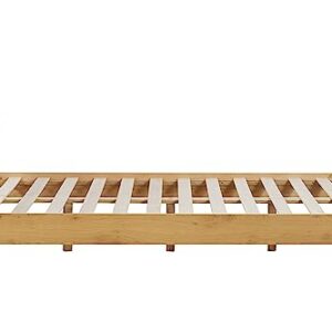 NTC Gem Wooden Bed Frame with Headboard, Solid Oak Foundation with Silent Slats and Wood Central Supports, 800 Lb Capacity, Effortless Assembly, King - Rustic Oak