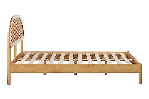 NTC Gem Wooden Bed Frame with Headboard, Solid Oak Foundation with Silent Slats and Wood Central Supports, 800 Lb Capacity, Effortless Assembly, King - Rustic Oak