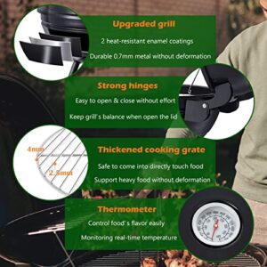 HaSteeL 22 Inch Charcoal Grill, Heavy Duty Kettle Outdoor BBQ Grill with Plastic Wheels, Large 355 Square Inches for Camping Backyard Picnic Patio Barbecue Cooking, Round Black Enamel Lid & Bowl