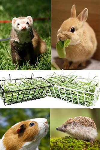 2 Pack Hay Feeder with Two Extra Hooks for Rabbit, Guinea Pig, Bunny, Chinchilla, Heavy Duty Metal Rack Hay Holder